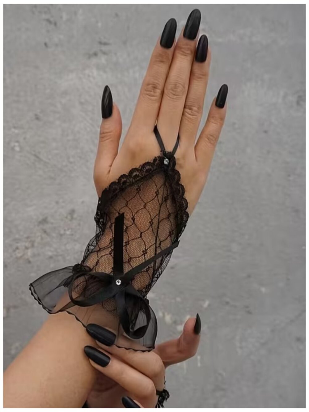 Gloves Black Lace Fingerless Goth Steampunk Cosplay Ruffled Short Theme Party